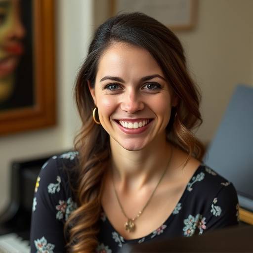 Retrato de Mar&radic;&ne;a Garc&radic;&ne;a, estudiante de piano sonriendo alegremente
