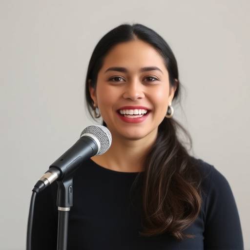 Retrato de Sof&radic;&ne;a L&radic;&ge;pez, estudiante de canto con una expresi&radic;&ge;n confiada